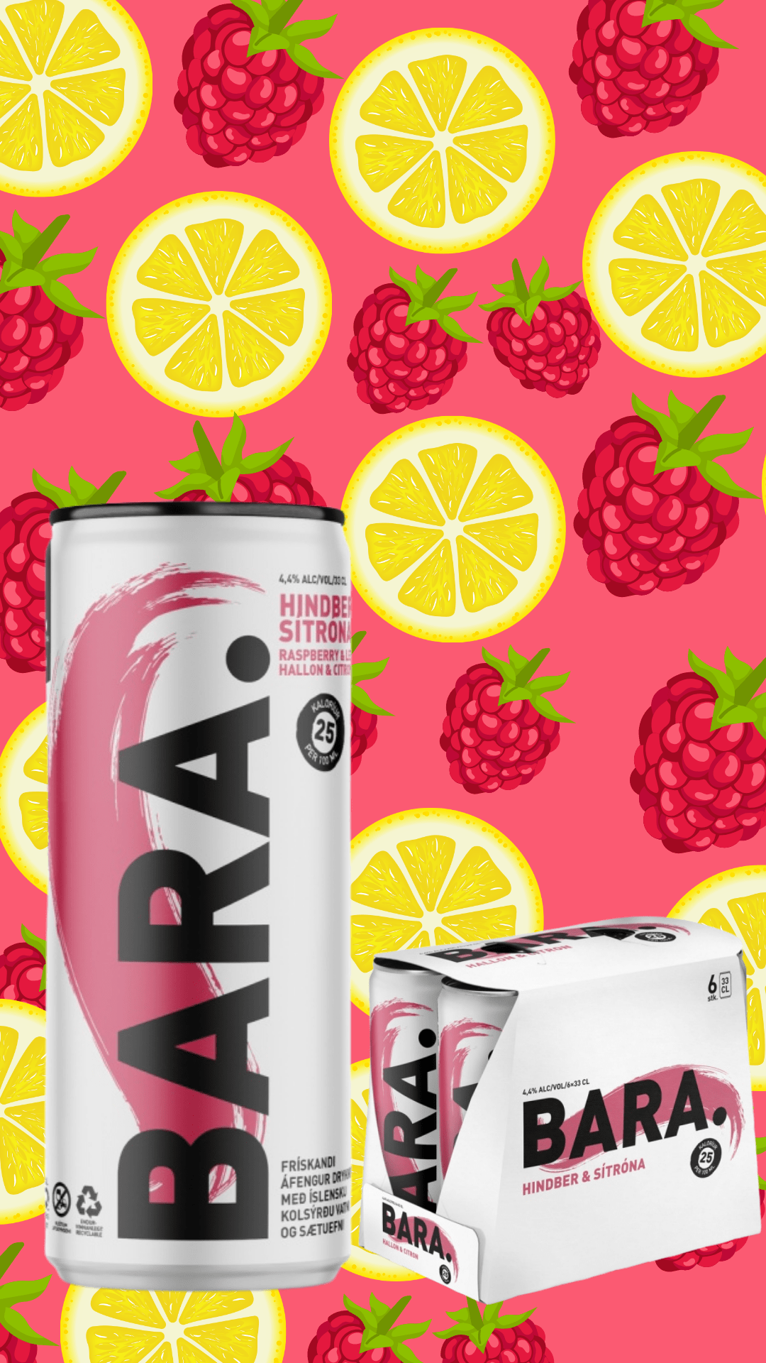 Bara / Hindber og Sítróna / 6 í kippu - Sante.is