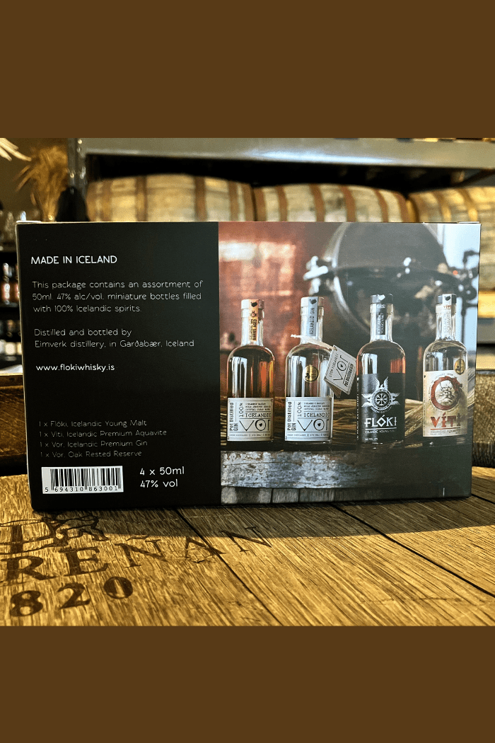 Flóki Young Malt, Vor Gin, Vor Barrel Aged & Víti Brennivín / 4 x 50ml - Sante.is